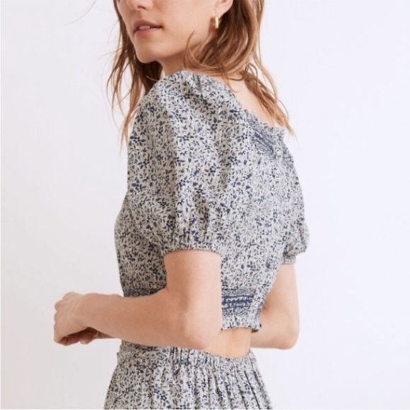 Madewell Jeanette Crop Top Florentine Floral Blue Size Large NWT Boho - Picture 3 of 15